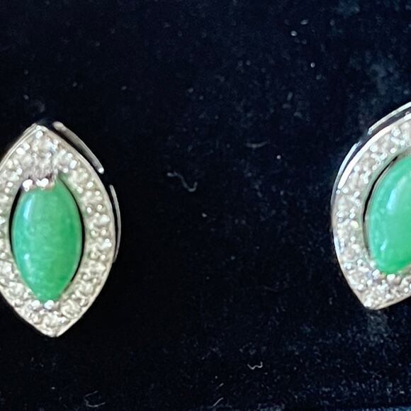 Green earrings with rhinestones new in the box - Picture 9 of 9